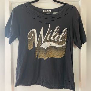CHRLDR WILD Distressed T-Shirt